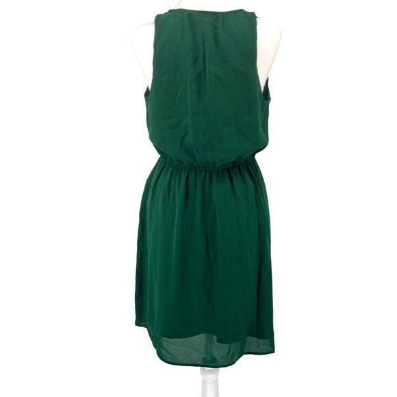 Hawthorn 41 Green Crochet-Detail Sleeveless Dress Sz M EUC Elastic Waist Spring - Picture 5 of 11